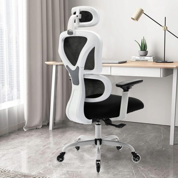 UŻYWANY Ergonomiczne krzesło biurowe KERDOM obrotowe białe KD-9070-F - obrazek 2