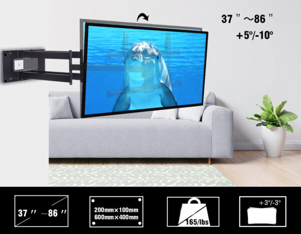 Używany Uchwyt ścienny TV FORGING MOUNT EP9450-B, ramię 43", VESA 600x400 - obrazek 4