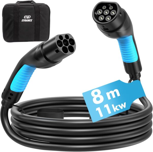 Kabel do ładowania EVDANCE Type 2, 11 kW, 16 A, 8 m, 3-fazowy, z torbą - obrazek 4