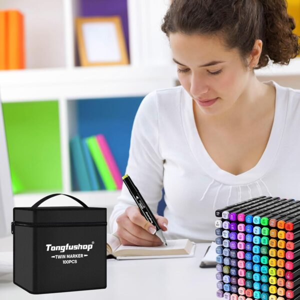 Zestaw markerów Tongfushop MKB-100 100 szt., podwójnych markerów, z torbą - obrazek 6