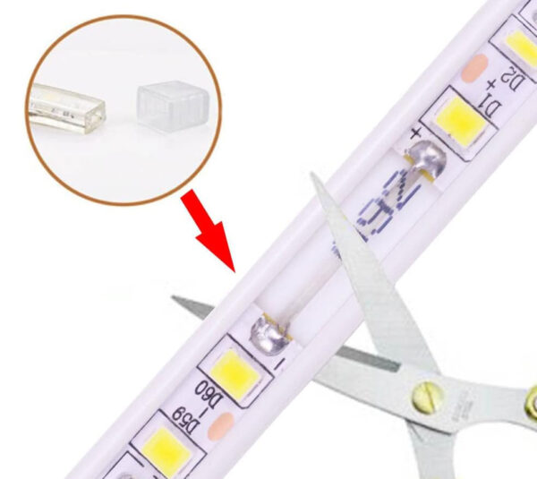 Taśma LED PCNING, IP67, 6000K, 230V, 8W, zimna biel, 25 metrów - obrazek 3