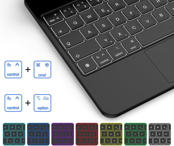 Etui z klawiaturą GOOJODOQ A1895 Pro do iPada Pro 11/iPad Air 5/4, czarne Powystawowy - obrazek 5