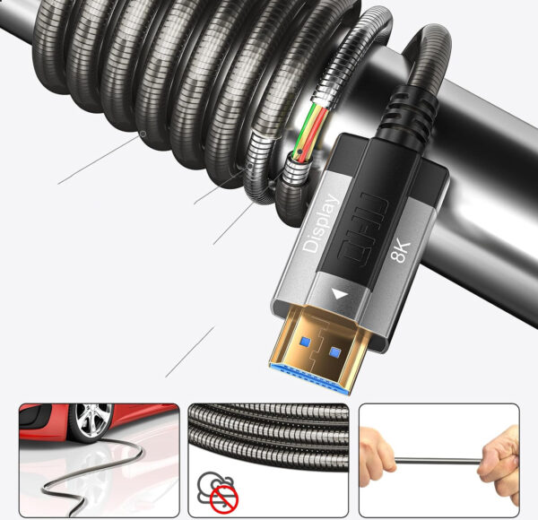 Kabel HDMI Siwket 8K, 15 m, HDMI 2.1, 48 Gbps, HDCP 2.2 & 2.3, czarny - obrazek 2