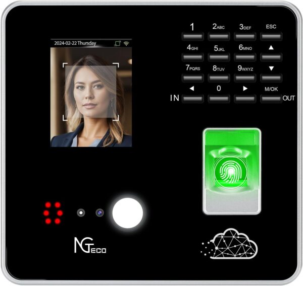POWYSTAWOWY Rejestrator czasu pracy NGTeco z twarzą odciskiem karty RFID