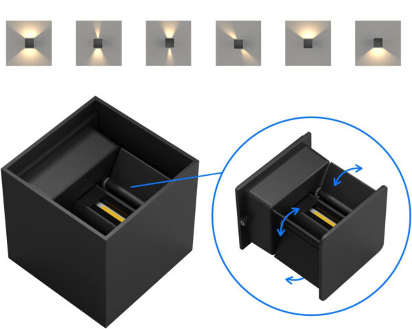 Zestaw 8 lamp K-Bright GW-A310 LED 12W IP65 3000K, czarne NIE ZESTAW - obrazek 7