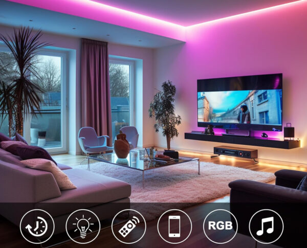 USZKODZONY PLASTIK Neon LED RGB 30m BAGZY IP65 z pilotem i aplikacją, do wnętrz i na zewnątrz POWYSTAWOWY - obrazek 5