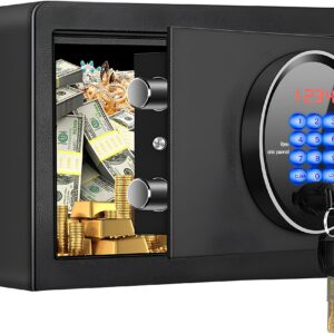 USZKODZONY Sejf Mejasg, 30 l, 37 x 42 x 20 cm, czarny metalowy sejf z zamkiem elektronicznym do dokumentów i kosztowności