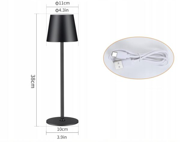 Bezprzewodowa lampa stołowa LED Zoeger, 3000K, IP54, czarna - obrazek 2