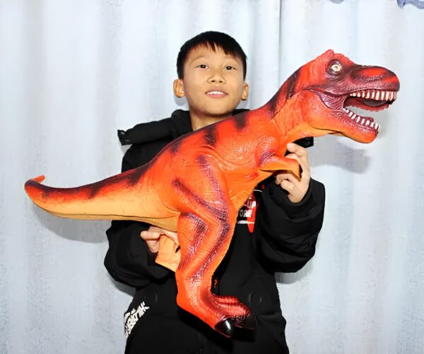 Zabawka dinozaur duża figurka TREX 650x450 mm pomarańczowa - obrazek 3