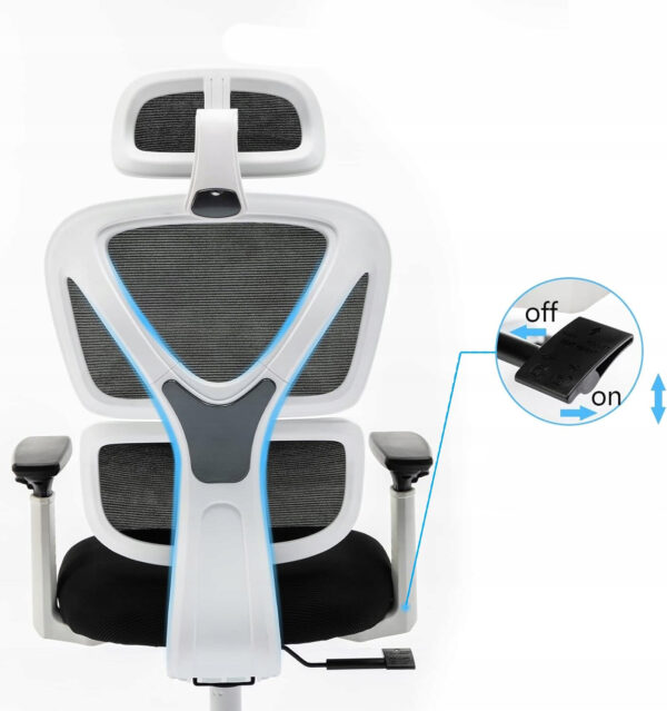 UŻYWANY Ergonomiczne krzesło biurowe KERDOM obrotowe białe KD-9070-F - obrazek 5