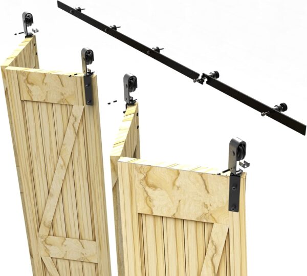 Zestaw akcesoriów do drzwi przesuwnych QINAIXQM 182 cm/6FT zestaw montażowy stalowy do drzwi typu barn - obrazek 8