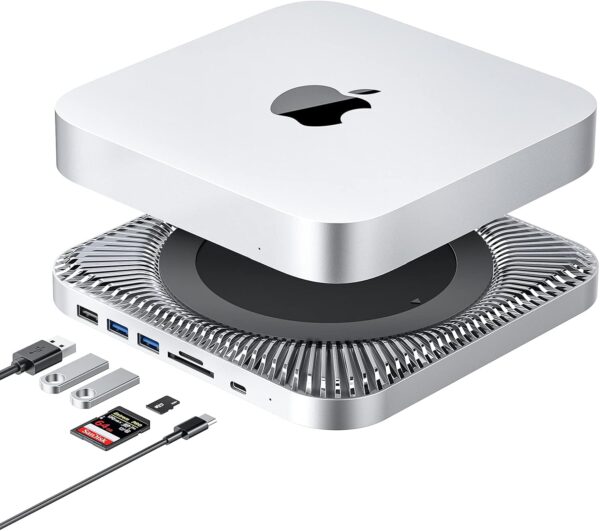 Hub USB-C z obudową dysku twardego dla Mac Mini M1 rozszerzenie portów i miejsce na dysk SSD, idealne dopasowanie do Mac Mini
