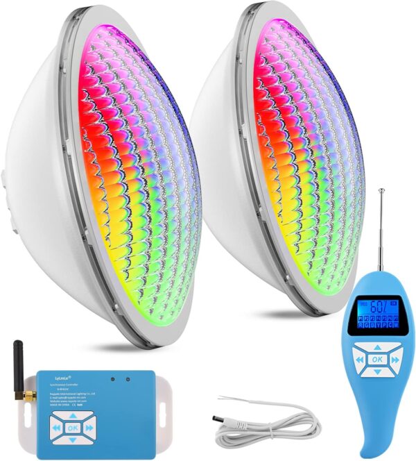 Używany Oświetlenie basenowe LED LyLmLe PAR56 20W, RGB, IP68, 12V, 2 szt.