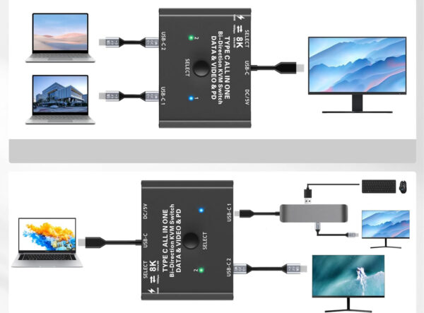 Przełącznik KVM YOUTINGHDAV C201, 100 W, 5 V, 7,5 x 6 x 1 cm, nie zestaw - obrazek 7