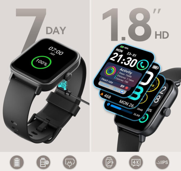 Smartwatch AEAC IDW19, 1,8-calowy, 110 trybów, IP68, czarny - obrazek 4