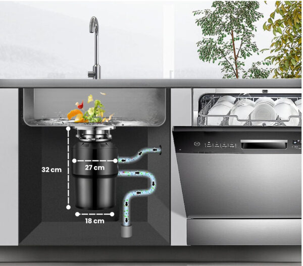 UŻYWANY Młynek do odpadów kuchennych, 7.5 HP, cichy z przełącznikiem - obrazek 6