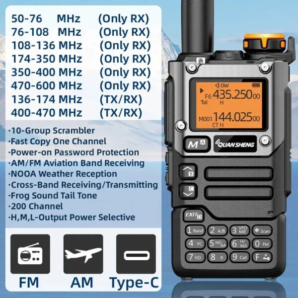 Przenośne radio CB Quansheng UV-K5 (8), 50-600MHz 5W 2023 FM AM Type-C - obrazek 2