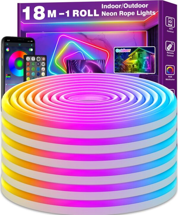 Taśma LED Neonowa LETIANPAI 18m, IP65, RGB, Synchronizacja Muzyki