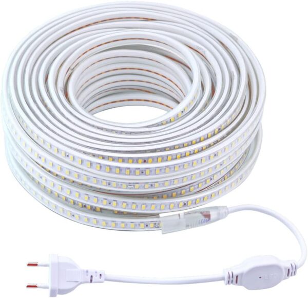 Używana Taśma LED 6000K 230V 8W zimna biel 50 metrów PCNING IP67