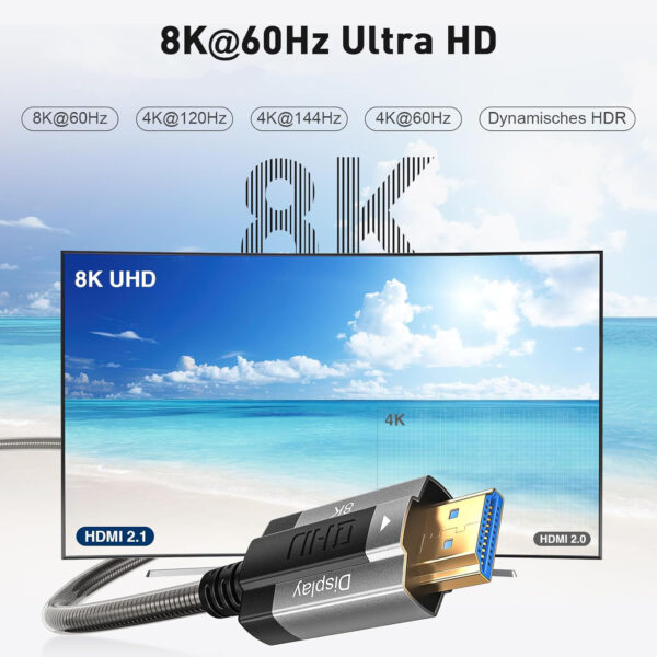 Kabel HDMI Siwket 8K, 15 m, HDMI 2.1, 48 Gbps, HDCP 2.2 & 2.3, czarny - obrazek 6