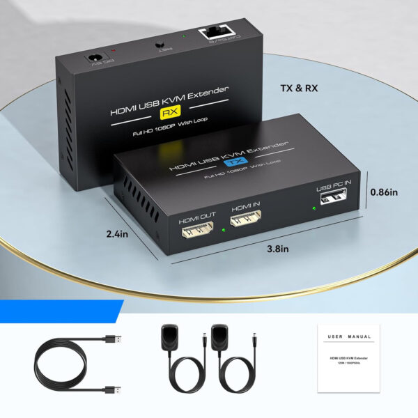 Przedłużacz KVM VEDINDUST, HDMI, USB 120M, RJ45, Cat5e/6/7 Full HD - obrazek 2