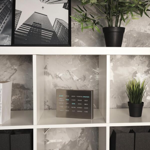 Elegancki Zegar LED do Biura build-yours BoxClock w języku niemieckim, szczotkowana stal Powystawowy - obrazek 6