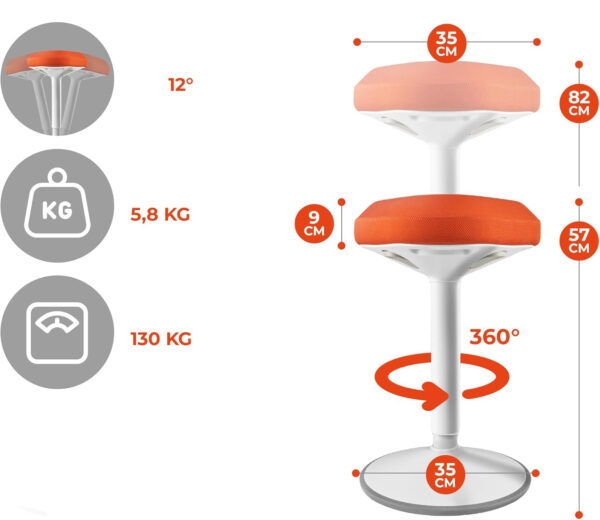 Fotel biurowy EZSIDE SMART-Sitting Ergonomiczny stołek regulowany do biura - obrazek 5