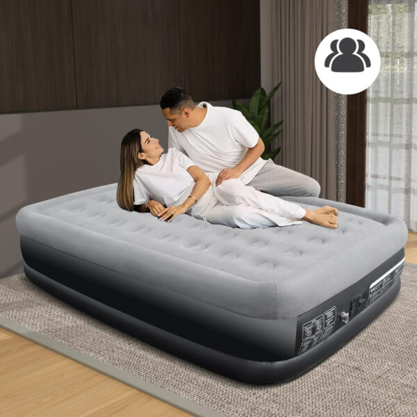 PO NAPRAWIE Nadmuchiwany materac 203 x 152 x 46 cm czarny łóżko dmuchane KPUY podwójne - obrazek 4
