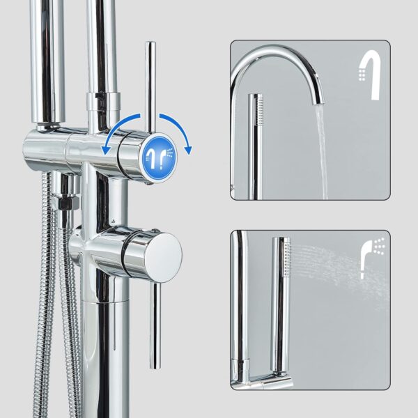 Bateria wannowa ROZIN chrom 150 cm stylowa armatura łazienkowa z nowoczesnym designem - obrazek 2