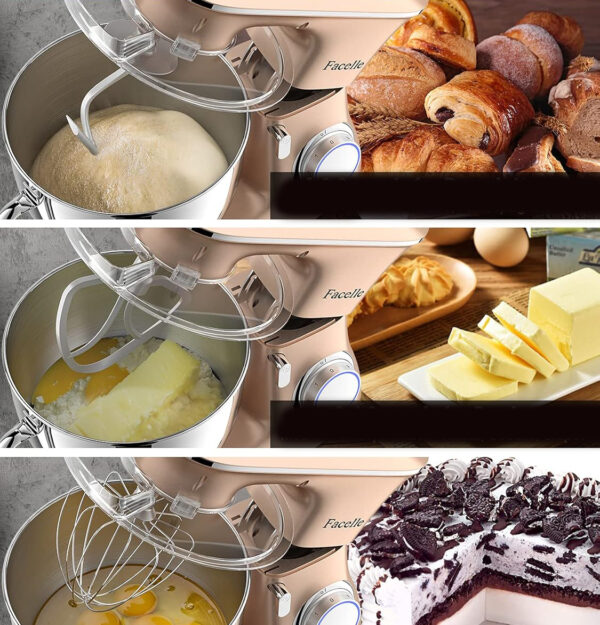 USZKODZONY Robot kuchenny Facelle SM-1554 1500W 8L champagne planetarny mikser z dużą misą i wieloma końcówkami - obrazek 5