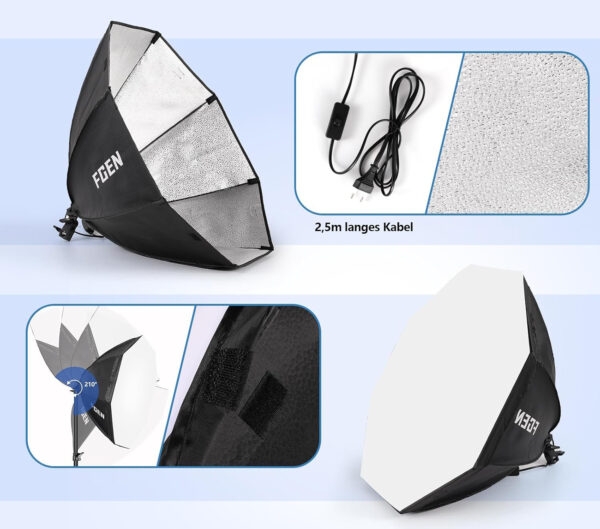 Zestaw Oświetlenia FGen, Softbox 70 cm, LED 135W, Statyw 2m, 3000-6500K - obrazek 4