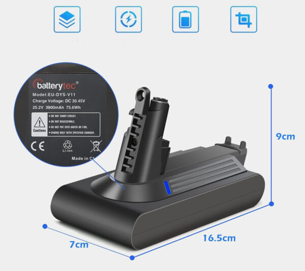 Akumulator Batterytec do Dyson DS-V11B, 18,5 x 11,3 x 9,2 cm - obrazek 2