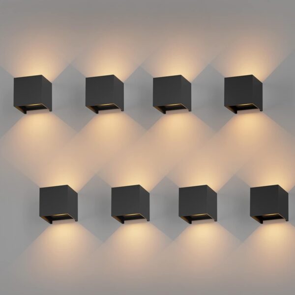 Zestaw 8 lamp K-Bright GW-A310 LED 12W IP65 3000K, czarne NIE ZESTAW