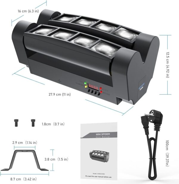 Dyskotekowa lampa Betopper 8x3W RGBW 240V 45W kolorowa lampa sceniczna do imprez z efektami świetlnymi i trybem auto - obrazek 9