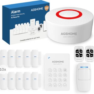 AGSHOME Bezprzewodowy system alarmowy 15 szt., 120dB, kompatybilny z Alexa