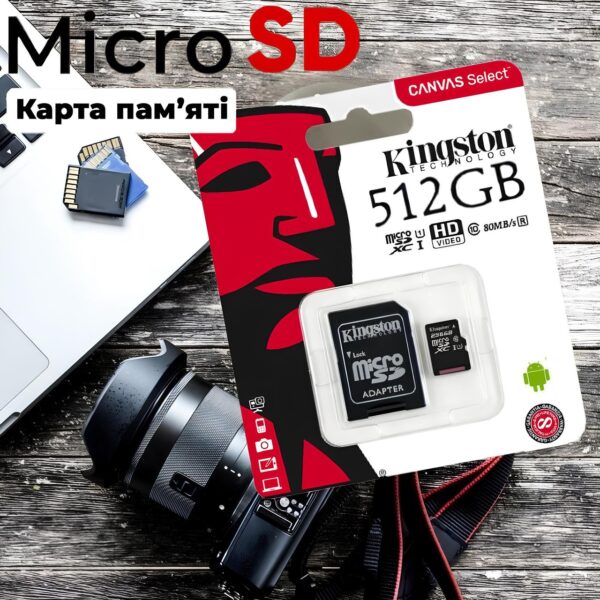 Karta pamięci Kingston Micro SD 512GB, 80MB/s, klasa 10 z adapterem - obrazek 2