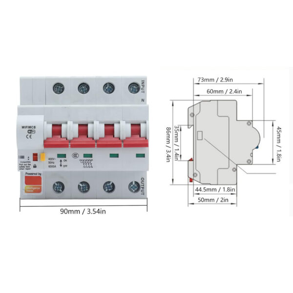 Wyłącznik nadprądowy WiFi Bluetooth 4P 100A 400V z pomiarem APM - obrazek 2