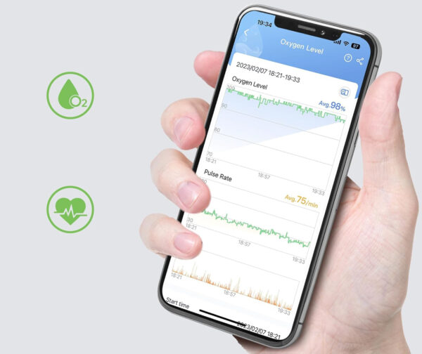 Pulsoksymetr dla dzieci Wellue Viatom, monitor snu dla dzieci z Bluetooth - obrazek 3
