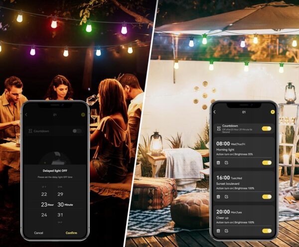 Światła LED Diivoo, 15m z aplikacją Bluetooth, IP65, wodoodporne - obrazek 7