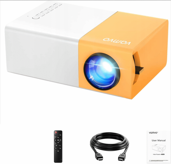Mini projektor Vamvo VF200 Pro Full HD 1080p z smartfonem/tabletem/laptopem