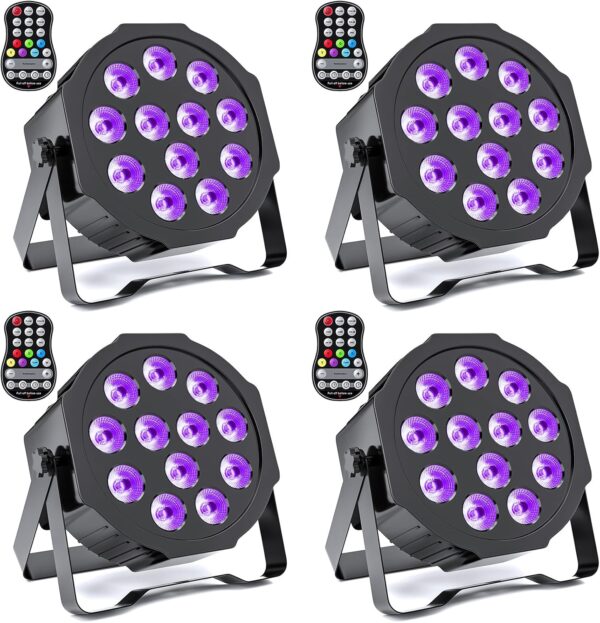 Uliczny reflektor GdjRttk, RGBWA UV 12 LED, 5500 mAh, 4 sztuki