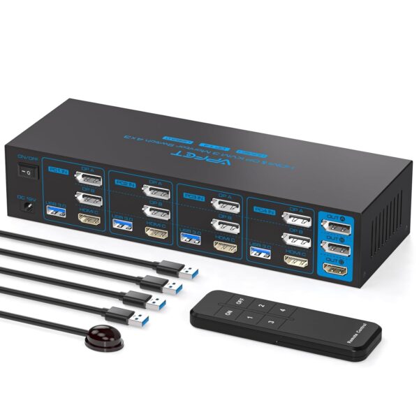 Przełącznik KVM AILVLVNG VP-SW345 4K144Hz/8K60Hz 4xPC 3xMonitor 4xUSB 3.0