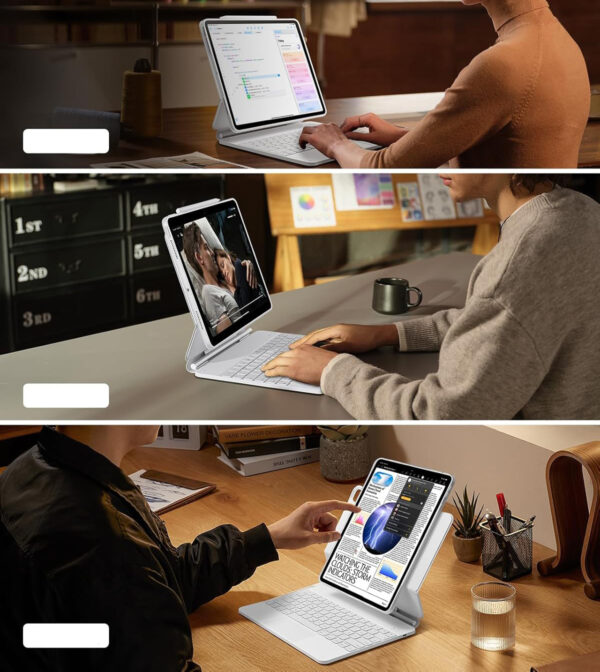 Etui z klawiaturą do iPad Pro 13 (2024) ESR 6В023 360 biały QWERTZ - obrazek 7