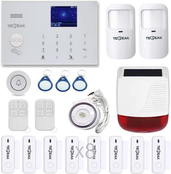 System Alarmowy TECPEAK z GSM/WLAN, Zestaw z Syreną Zewnętrzną