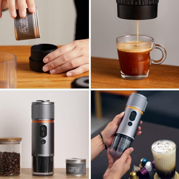 Przenośny ekspres do espresso CONQUECO PCM020B, 12V, 13500 mAh, Powystawowy - obrazek 7