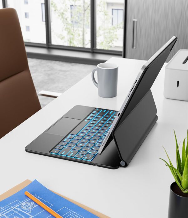 Etui z klawiaturą Earto do iPad Pro 12.9 (M2, 2024), 7 RGB, magnetyczne, QWERTY - obrazek 7