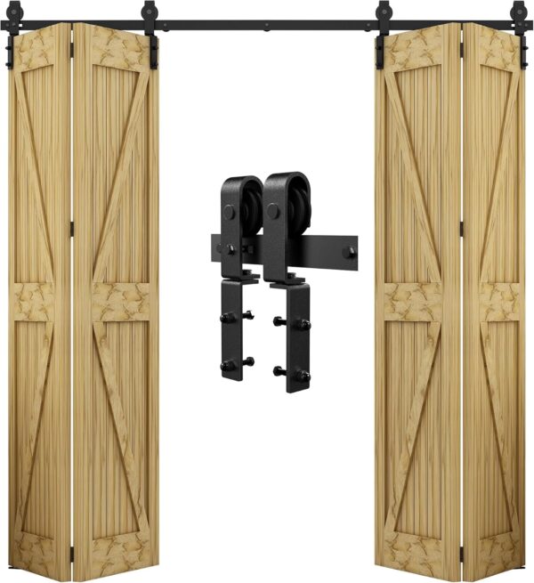 Zestaw akcesoriów do drzwi przesuwnych QINAIXQM 182 cm/6FT zestaw montażowy stalowy do drzwi typu barn