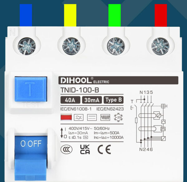 Przełącznik DIHOOL IEC/EN 62955 40A 30mA zabezpieczenie różnicowoprądowe do instalacji elektrycznych - obrazek 6