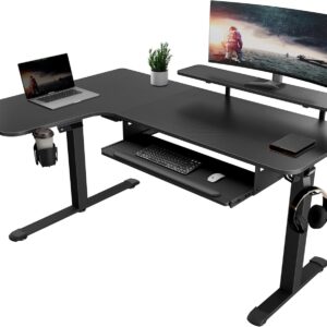 Regulowane biurko narożne EUREKA ERGONOMIC ERK-L60L-B-PRO-EU 155x110 cm
