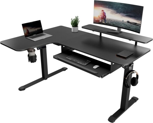 Regulowane biurko narożne EUREKA ERGONOMIC ERK-L60L-B-PRO-EU 155x110 cm